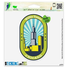 Chicago Willis Tower Vinyl Car Bumper Window Sticker 3" x 2"