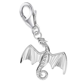 Goldene Hufeisen Dragon Charm Pendant 925 Sterling Silver 24 x 15 mm for Men and Women, Sterling Silver, No Gemstone