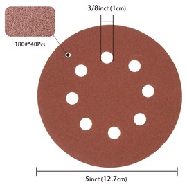 LESNIC 180 Grit Sanding Discs Pack of 50, 125 mm Quick Change Discs Velcro Sandpaper for Electric Sanders, Reliable Adhesion to Sanders