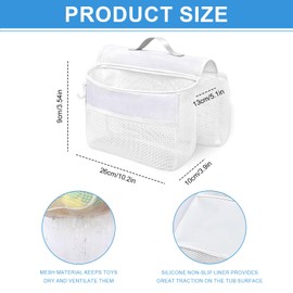 Bath Toy Storage, Bath Toy Hanging Organiser Bag with 2 Compartments, Mesh Bag, Bath Toy Storage and Sorting