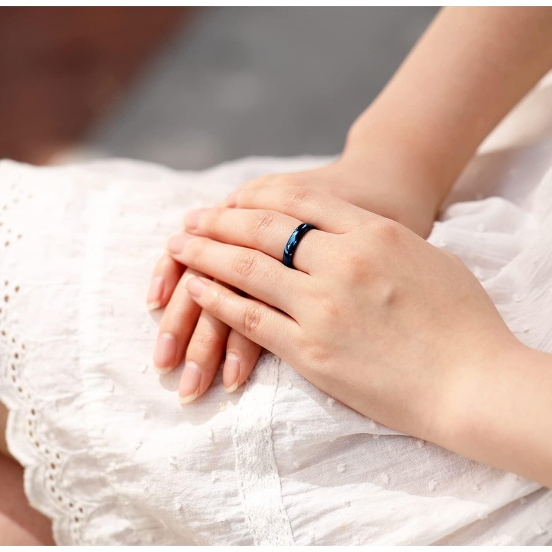 Zakk Men's Women's Titanium Blue Narrow Front Ring Polished Engagement