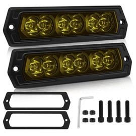Flush Mount Pod Lights Yellow, 60W 7 Inch CREE LED Light Bar Flush Mount Reverse Light Spot LED Pods Yellow Fog Lights for Truck Wrangler F150 Toyota Chevy Ram GMC ATV UTV
