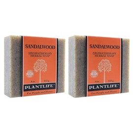 Plantlife Jabón De Sándalo (Paquete De 2) - Hidratante Y Calmante Para La Piel - Elaborado Artesanalmente Con Ingredientes Vegetales - Hecho En California - Barra De 113 G