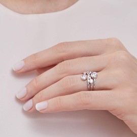 JOOLS by Jenny Brown - Bubble Style Silver Ring for Women - Set with Rub Set Round AAA Quality Cubic Zirkonia Stones - 925 Sterling Silver - Hypoallergenic