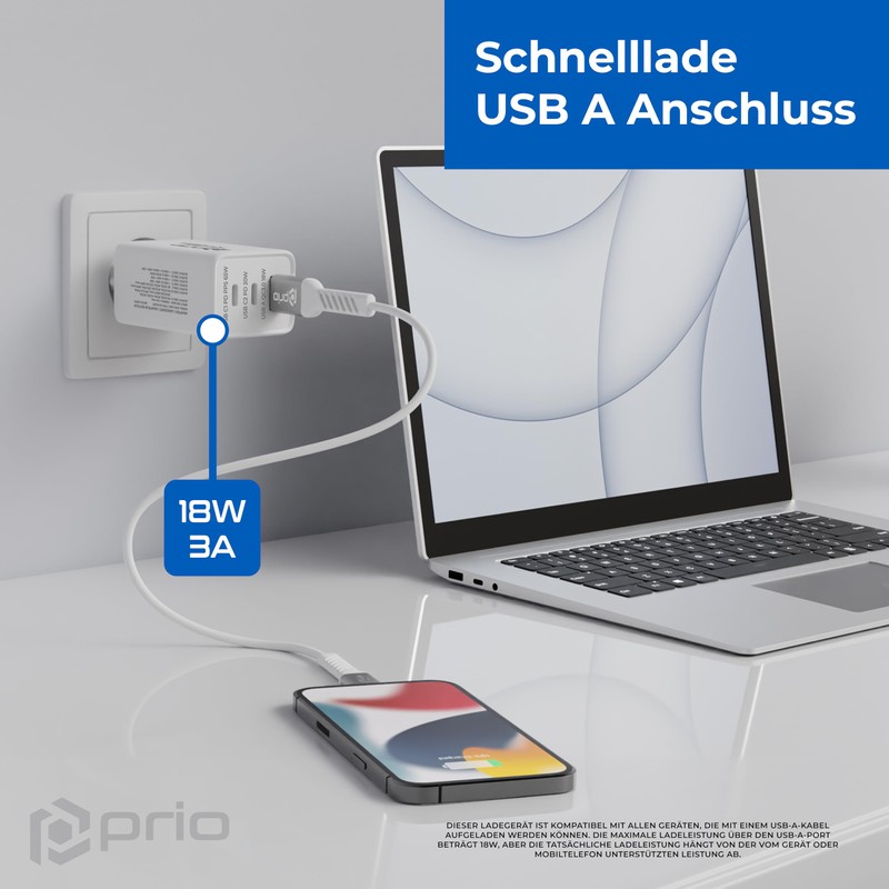 prio GaN Power Wall Charger 65 W PD PPS (USB