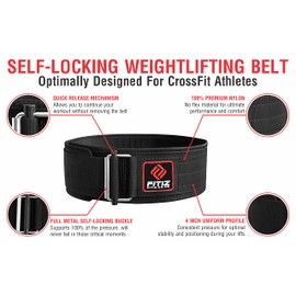 FITIZ Self Locking Weight Lifting Belt for Back Support Premium Weightlifting belt of Men and Women Deadlift Training Belt 4 Inch Nylon with Metal Buckle Adjustable Olympic Lifting Back Support (Medium, Pink)