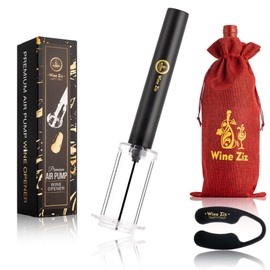 Wine Ziz Amazingly Simple Wine Opener with Foil Cutter Gift Set for Wine Lovers | Wine Pump Air Pressure Wine Bottle Opener Easy Cork Remover Corkscrew | Wine Bottle Openers (Black, 1)