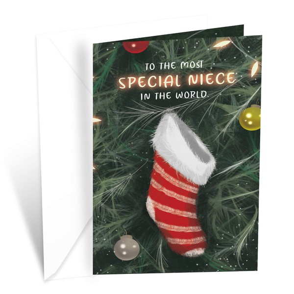 Christmas Card For Niece | Made in America | Eco-Friendly | Thick Card Stock with Premium Envelope 5in x 7.75in | Packaged in Protective Mailer | Prime Greetings