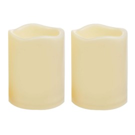 2 velas LED sin llama de 3 x 4 pulgadas, impermeables, funciona con pilas, con temporizador, luz decorativa eléctrica de resina de plástico, para linterna, jardín, decoración del hogar, fiesta, boda,