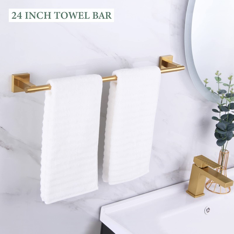 Bathroom Hardware Set 4 Pieces Bundle with Towel Bar (Brushed