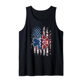 Firefighter USA American Flag Fireman Firewoman Firefighting Tank Top