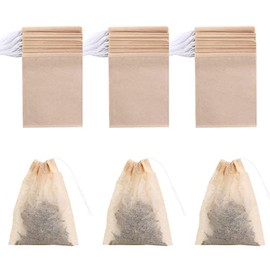 400 Pack Disposable Drawstring Tea Filter Bags Safe & Natural Unbleached Paper Tea Infuser Drawstring Empty Bag for Loose Leaf Tea (6 x 8cm, Natual Color)