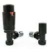 Hot Flow Full Black Estuary Angled TRV Thermostatic Radiator Valve