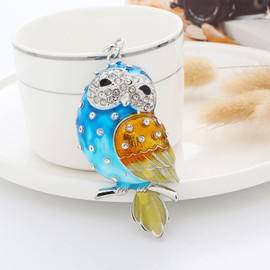 HEYU Cute Bird Rhinestone Key Fob, Car Pendant, Sparkling Animal Charm Keyring, blue