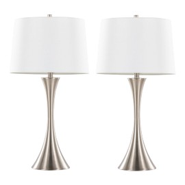 Grandview Gallery Lenuxe 29" Metal Table Lamps Set of 2, Desk Lamp, Bedside Lamps for Night Stands, Nightstand Lamp, Small Table Lamps for Living Room Set of 2, Gold Lamps Set of 2 (Brushed Nickel)