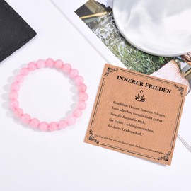 JEWTOP Bracelet with 8 mm Natural Stone Beads, Healing Stones Bracelet for Women, Protection Bracelet, Chakra Yoga Bracelet for Friendship/Couple/Girlfriend/Sister Bracelets, Stone