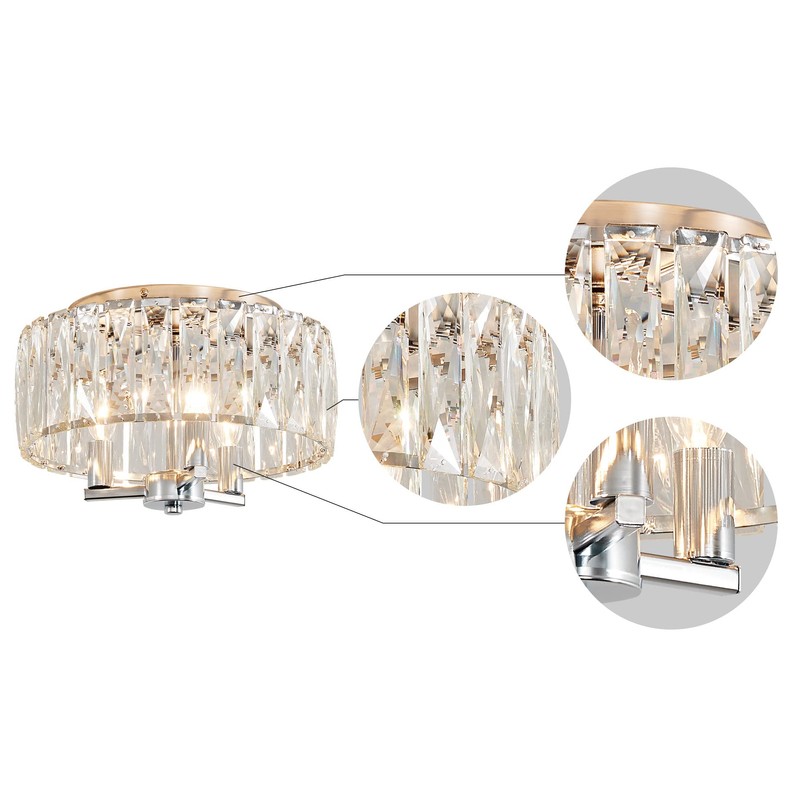 AGV LIGHTING CL002C K9 Crystal Flush Mount Ceiling Light Fixture,