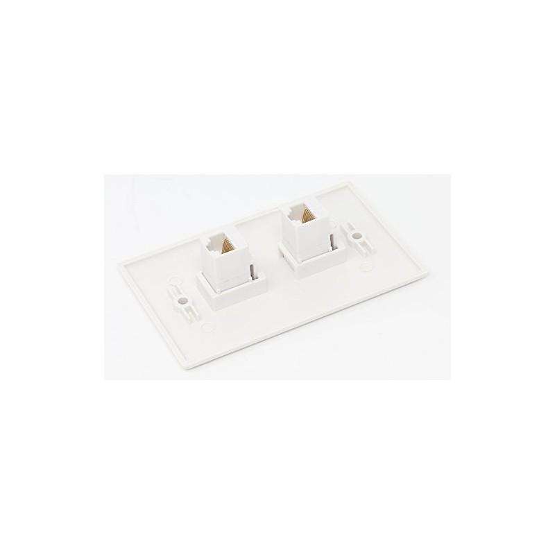 RiteAV 1 Gang 2 Port Cat6 Wall Plate - White