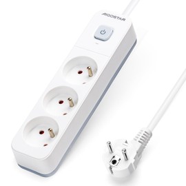 Aigostar 3-Way Power Strip with Switch, Multiple Socket with 3 m Cable