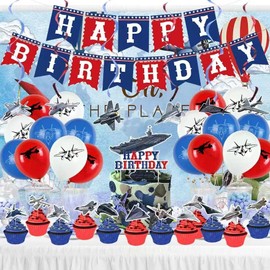 Fighter Jet Aircraft Party Supplies - Air Force Birthday Decorations - Airplane Hanging Swirl Fighter Jet Decorations