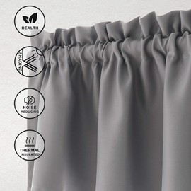 Hiasan Valance Curtains for Kitchen Blackout Therml Insulated Solid Window Curtain Valance, Grey, 42 x 12 inches, 1 Panel