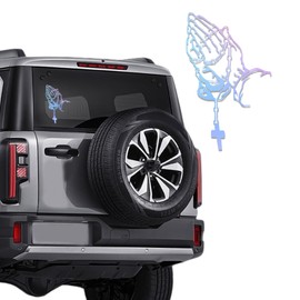 Lyxheth Praying Hand Decal Sticker, Road Premium Vehicle Decals, Praying Hands & Rosary Sticker, Vinyl Bumper Stickers Decorative Car Accessories Fit for Cars Trucks Computer Wall (Multicolour)