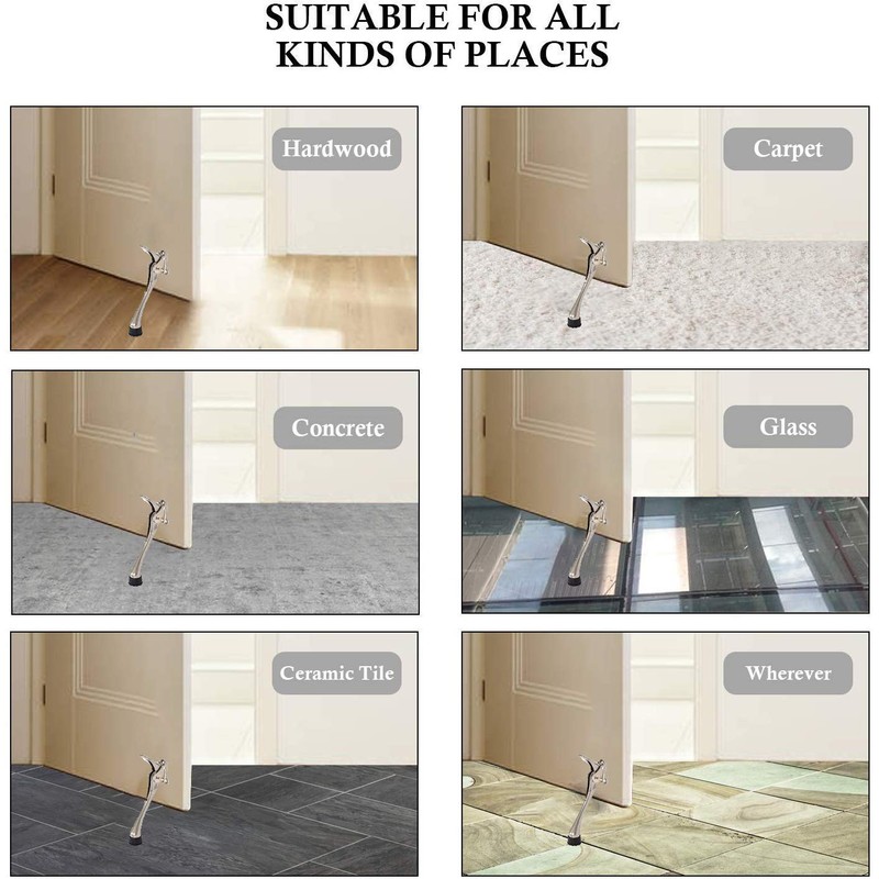 OGC 6-Inch Flip Down Door Stopper, Door-Mounted Kickdown Door Holder