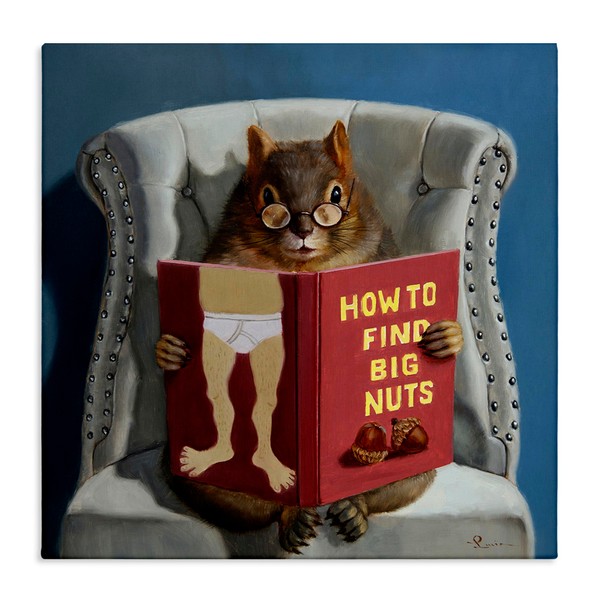 Stupell Industries Squirrel Reading Red Book on Chair Sassy Humor