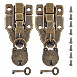 Waziaqoc 2PCS Antique Bronze Toggle Latch with Lock, Iron Hasp Latch Retro Style Decorative Hasp Latch Catch Hardware for Wooden Box Cabinet Chest Jewelry Box