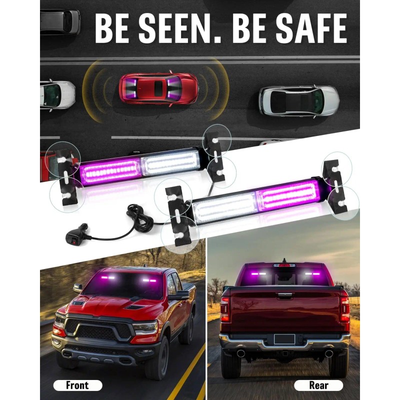 Emergency Strobe Traffic Light Bar 40 LED Dash Safety Flashing