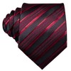 Barry.Wang Men Tie Red Black Stripes Silk Ties Pocket Sqaure