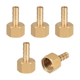 sourcing map Brass Hose Barb Fitting Connector, 6mm Barb G1/4 Female Thread Pipe Adapter, 5Pcs