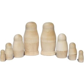 N_FROMM Matryoshka Blank Matryoshka Dolls Babushka Blank Wooden Figures for Painting (4 Pieces, 9 cm High, Two Sets)