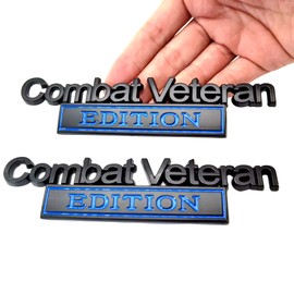 Veteran Edition Emblem Car Decals, Retired Soldier 3D Metal Material Sticker, Veteran Letters Raised Metal Fenders Decal Car Badges,2PCS(Silver/Black)