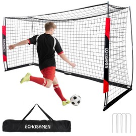 ECHOSAMEN 12X6FT Soccer Goal, Portable Soccer Goals for Backyard, Easy to Carry, Easy to Install, Comes with 1 Carry Bag, 4 Ground Nails, Youth and Adult Training Equipment.