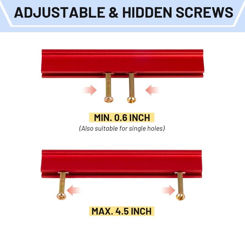 Xbpeuy Adjustable Cabinet Handles 6 Pack, Hole Spacing, Kitchen Drawer