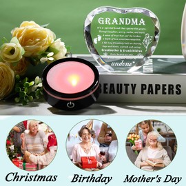 Crystal Heart Gift with Colorful Base for Grandma, Great Grandma or Granddaughter/Grandson for Birthday, Mothers Day, Valentine or Christmas