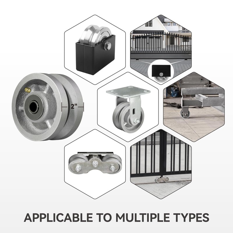 LONGRUNFORU 4" X 2" Sliding Gate Wheels, Cast Iron V