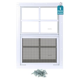 Melkus Shed Windows 1 Piece 12"x18" Flush Mount Household Windows with Tempered Glass and Screen, Sliding Windows for Chicken Coop, Shed, Garage, Playhouse, Barn,Greenhouse, White