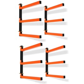 Thanaddo 3-Level Lumber Storage Heavy Duty Metal Wall Mount, Wood Tool Box Organizer Rack, Workshop Indoor & Outdoor (4 Pack)