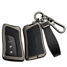 ontto Alloy Car Key fob Cover Fit for Lexus NX IS RX ES GX LX LS UX GS 200 260 300 350 NX200 NX300 RX350 ES300 Remote Leather Key case Shell key holder bag keyring keychain accessories Black