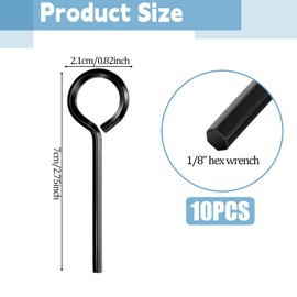 1/8” Standard Hex Dogging Key with Full Loop, 10 Packs Allen Wrench, Key-Ring Style Dogging Keys Set, 1/8 Black Metal Allen Wrench Key for Push Bar Door Panic Bars, Door Keys, Solid