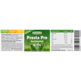 Prosta Pro, high dose, 460 mg, 120 capsules - with saw palmetto, OPC, rutin, zinc and selenium. WITHOUT artificial additives. Without genetic engineering. Vegan