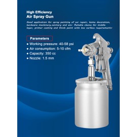 Dynastus Siphon Air Spray Gun High Atomization Paint sprayer, 1.5mm Tip 650cc Cup, Suitable for Water-based Coatings, Various High Viscosity Paints and Adhesive Coats