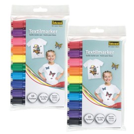 Idena 60035 Textile Marker for Light Fabrics, Set of 20 (Textile Marker, 2 x 10 Colours)