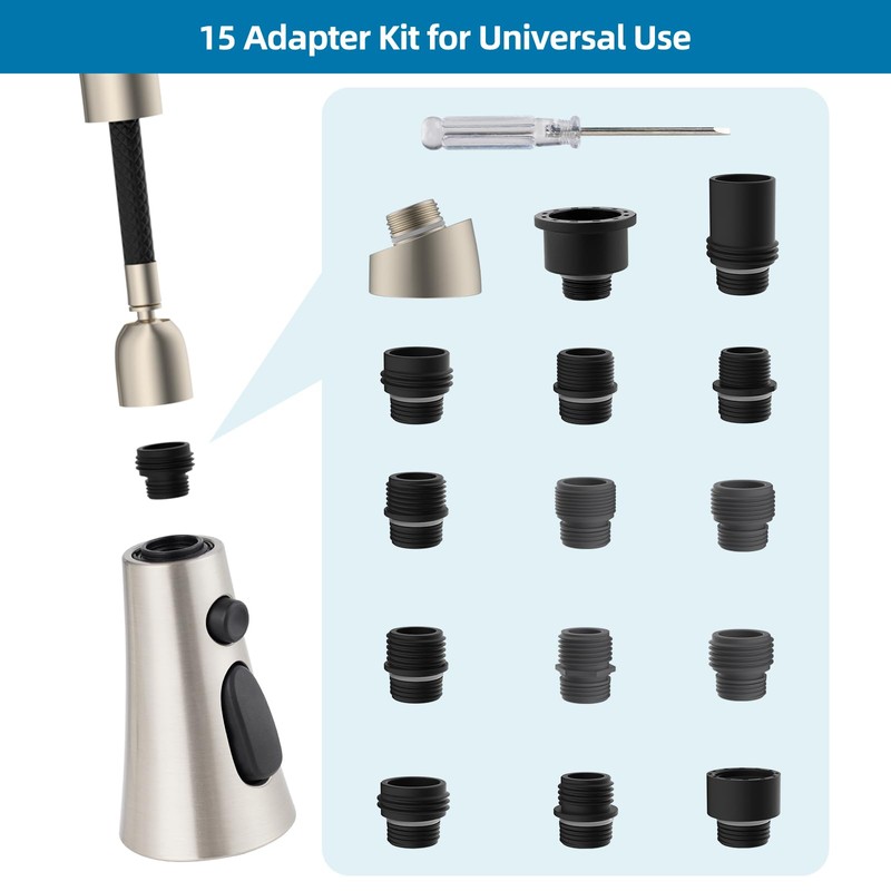 Kitchen Faucet Head Replacement with 15 Adapter Kit Compatible with