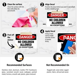 Danger No Children Allowed No Exceptions Sign, Pool Sign, 10x7 Inches, 4 Mil Vinyl Decal Stickers Weather Resistant, Made in USA