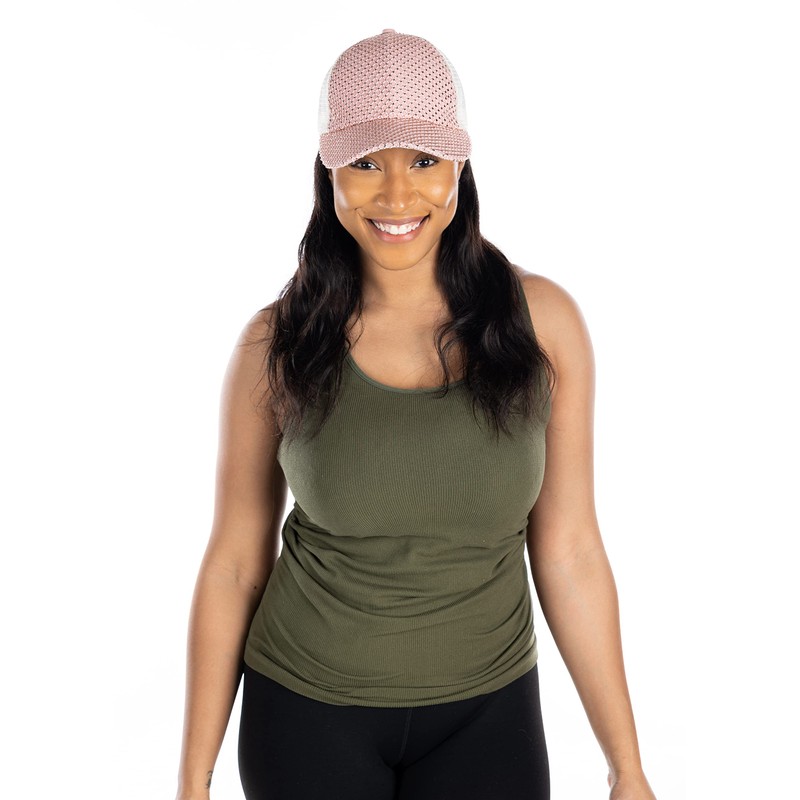 Funky Junque Rhinestone Net Mesh Baseball Cap - Rose