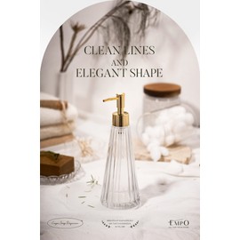 EMPO Vintage Elegant Glass Soap Dispenser, Liquid Soap/Sanitizer/Shampoo Bottle with Pump, Rustic Farmhouse Decor Crystal Hand Soap Dispenser Bathroom Accessories (Clear)