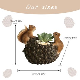 YRMLYMOP Animal Planter,Squirrel Succulent Pots Squirrel Planter Garden Home Desktop Decor Planter Flower Pot Small Animal Flower Pot Resin Planter for Home Office Desk Ornament